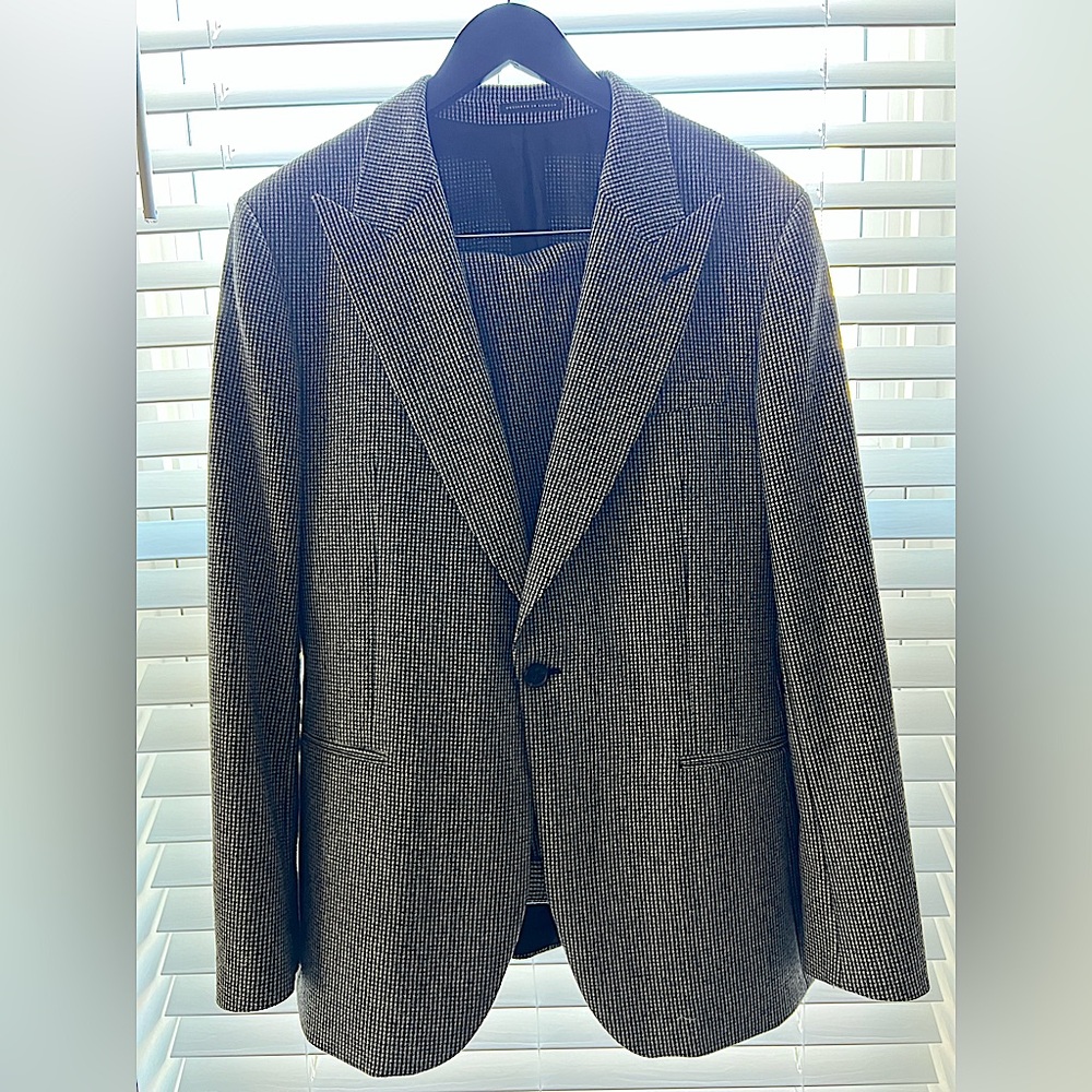 Reiss Denzil Peak Lapel Single Breasted Houndstooth Suit 40R/34 Inch Pants